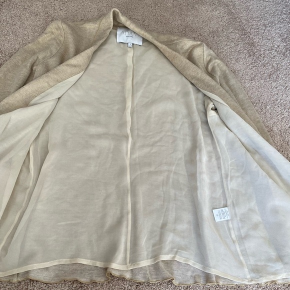 Adam Lippes- Gold Metallic Linen and Silk Cardigan Sweater - Picture 5 of 11